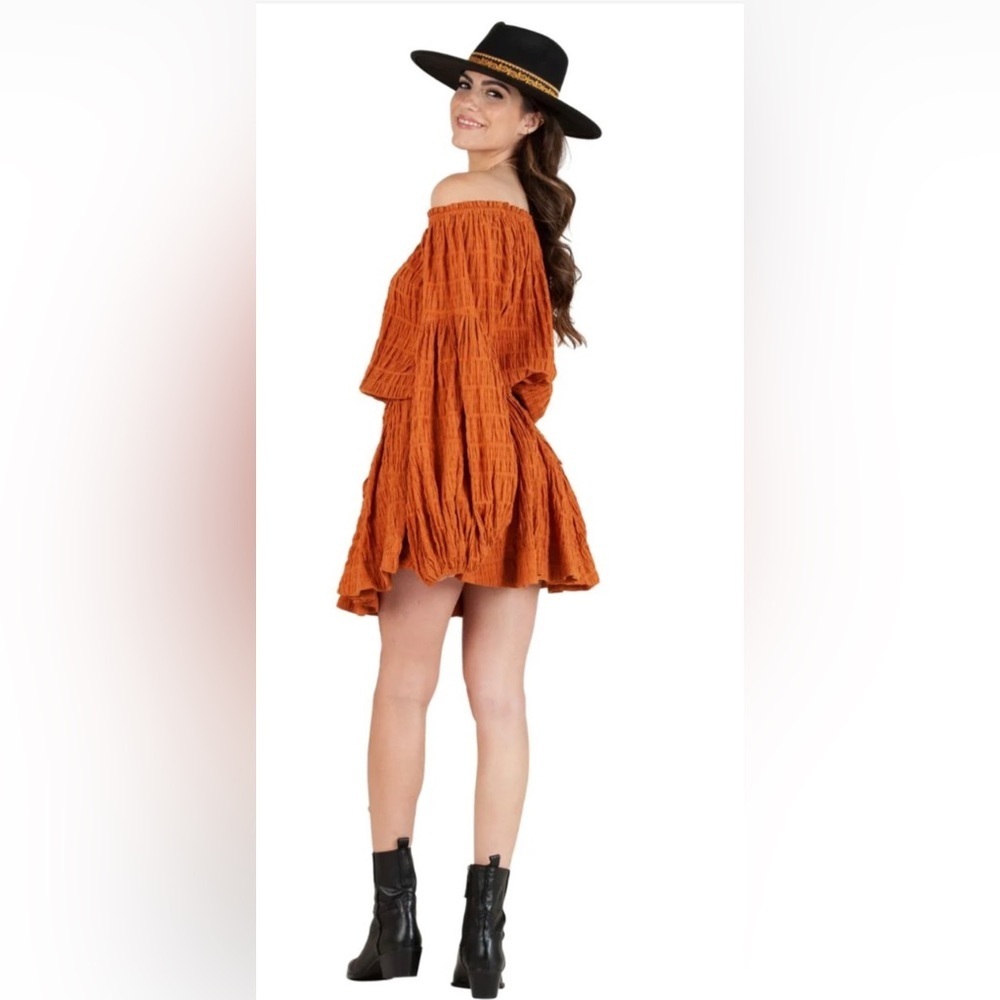 Lucca Couture SANDRINE DROP WAIST DRESS-RUST/Burnt orange Size Medium w/pockets